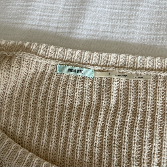 UO Kimchi Blue Cropped Lace Trim Knit Sweater Cream S - Picture 5 of 6